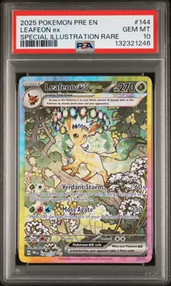 2025 POKEMON PRE EN-PRISMATIC EVOLUTIONS #144 LEAFEON EX PSA 10 - Image 1