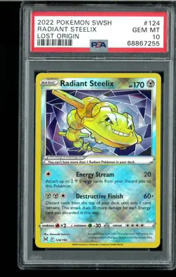 PSA 10 Radiant Steelix - 124/196 - Lost Origin Graded Pokemon - Image 1