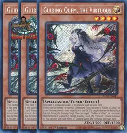 Yugioh! 3x Guiding Quem, the Virtuous RA04-EN043 Secret Rare 1st Ed NM - Image 1
