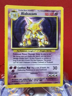 Alakazam 1/102 Holo Rare Unlimited Edition Base Set Pokemon Card 1999 WOTC #452 - Image 1