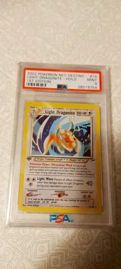 2002 Pokemon Neo Destiny Light Dragonite Holo 1st Edition 14 PSA 9 MINT - Image 2