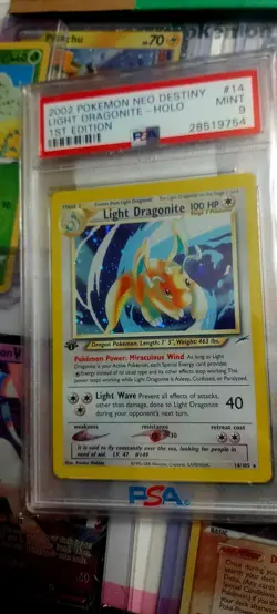2002 Pokemon Neo Destiny Light Dragonite Holo 1st Edition 14 PSA 9 MINT - Image 3