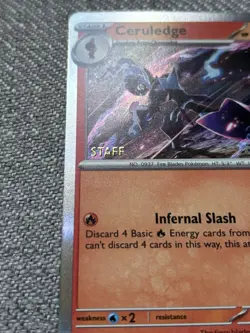 Pokemon TCG Phantasmal Flames Ceruledge Holo Prerelease Promo Staff Stamped - Image 2