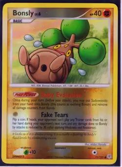 2007 POKEMON BONSLY 71/130- DIAMOND & PEARL - COMMON- REVERSE HOLO -NM/LP - Image 1