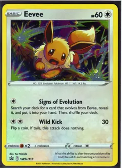 POKEMON EEVEE SWSH118 -CHILLING REIGN-BLACK STAR RARE PROMO- COSMOS HOLO-NM/MINT - Image 1