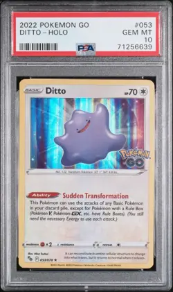 PSA 10 2022 Pokemon Go Ditto #053 Holo Gem Mint Low Population 48 - Image 1