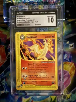CGC 10 GEM MINT Rapidash #51 WOTC Black Star Promo "Pokemon Center NY" - Image 1