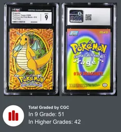 1999 Pokemon CGC 9 Dragonite Movie First Print Topps E12 PSA BGS SIR EX ALT TAG - Image 3