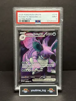 2025 Pokemon Dri En-Destined Rivals Ultra Rare Rocket's Nidoking Ex #216 PSA 9 - Image 1