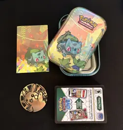 Pokemon TCG Kanto Friends *EMPTY* Bulbasaur Mini Tin - 54 TCG Code Cards + Coin - Image 1