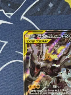 Pokemon Pikachu & Zekrom GX TCG Sun & Moon SM168 Holo Promo NM Near Mint - Image 2