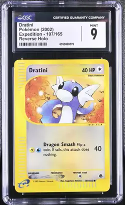 CGC 9 MINT Dratini 2002 Expedition 107/165 Reverse Holo Pokemon Card - Image 1