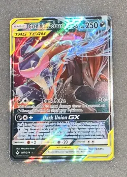 Pokemon TCG Greninja & Zoroark GX Holo Ultra Rare Card 107/214 Unbroken Bonds - Image 2