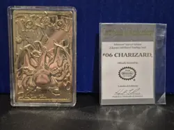 1999 Pokemon Charizard Gold Plated Trading Card Burger King - Image 1