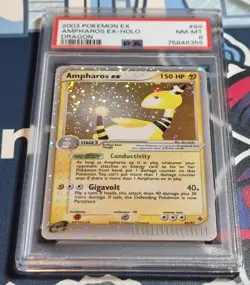 PSA 8 Ampharos ex 89/97 EX Holo Rare EX Dragon Pokemon Card Nintendo EX Era 2003 - Image 1