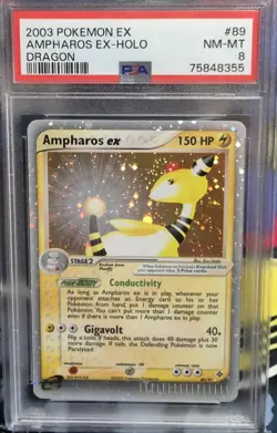 PSA 8 Ampharos ex 89/97 EX Holo Rare EX Dragon Pokemon Card Nintendo EX Era 2003 - Image 2