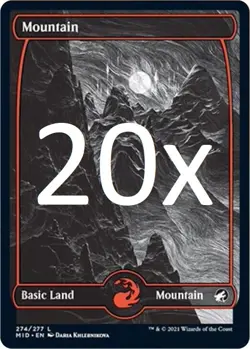 20x Mountain (#274) - MTG Magic the Gathering - Midnight Hunt Basic Land Lot- NM - Image 1