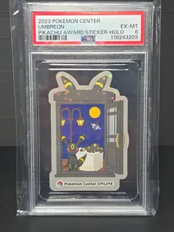 2023 POKEMON CENTER PIKACHU AWARD DELIVERY! STICKER HOLO UMBREON PSA 6 - Image 1