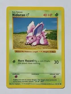 Pokemon - Nidoran M - Base Set Shadowless 55/102 - Common - LP - Image 1