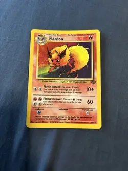 FLAREON Jungle Holo Foil POKEMON 1999 Vintage Trading Card 3/64 TCG - Image 1