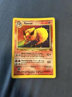 FLAREON Jungle Holo Foil POKEMON 1999 Vintage Trading Card 3/64 TCG - Image 2