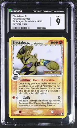 CGC 9 MINT Electabuzz 2006 EX Dragon Frontiers 29/101 Reverse Holo Pokemon Card - Image 1