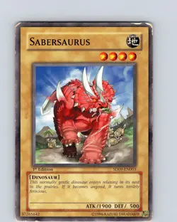Yu-Gi-Oh TCG Sabersaurus SD09-EN003 1st Edition Common Card Played HP - Image 1