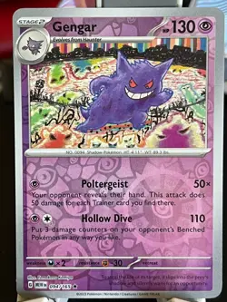 POKEMON GENGAR 094/165 RARE REVERSE HOLOFOIL SCARLET VIOLET 151 NM CARD - Image 1