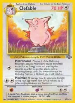 Clefable 17/64 Jungle Pokemon Card MP - Image 1