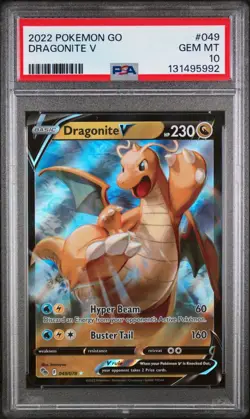 Dragonite V #049/078 Pokemon TCG 2022 Ultra Rare Pokemon GO GEM MT PSA 10 - Image 1