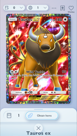 Tauros Full Art, Pokemon TCG Pocket, English language, Mega-Rising - Image 1