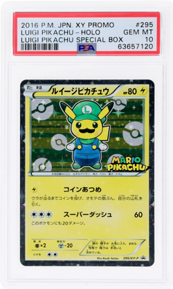 2016 Pokemon XY Promo Japanese Luigi Pikachu Holo Special Box #295XYP PSA 10 - Image 1