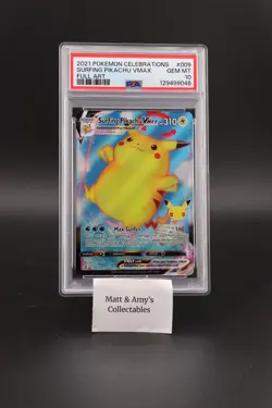 Surfing Pikachu VMAX Full Art 2021 Pokemon Sword & Shield Celebrations #9 PSA 10 - Image 1
