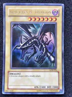 LP YUGIOH RED EYES B DRAGON Ultra Rare Holo LOB-070 - Image 1