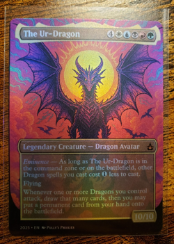 The Ur-Dragon FOIL (MISCUT) Proxy Playtest Card Custom Metal Psychedelic Neon - Image 2