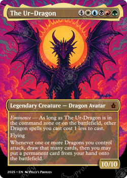 The Ur-Dragon FOIL (MISCUT) Proxy Playtest Card Custom Metal Psychedelic Neon - Image 3