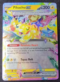 Pokemon TCG Surging Sparks Pikachu ex Tera 057/191 Holo Rare Card NM - Image 1