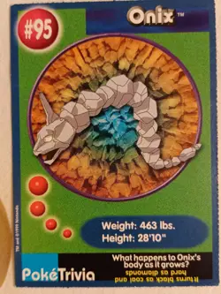 Onix #95 Pokemon Burger King PokeTrivia Movie Scene #07 Trading Card NM - Image 1