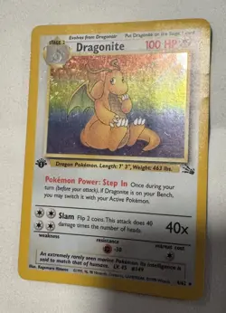 Pokemon TCG First Edition Fossil Dragonite Holo 4/62- DAMAGE - Image 2