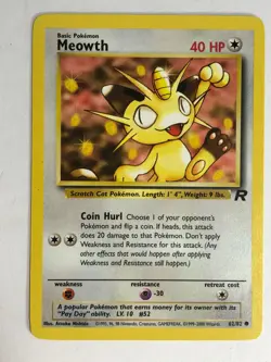 Pokemon TCG Team Rocket Meowth 62/82 Near Mint - Image 1