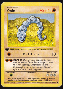Onix 1st Edition Shadowless 56/102 Base Set Pokemon TCG Card 1999 HP - Image 1