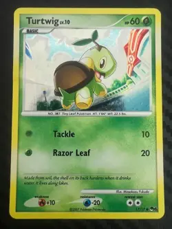 Pokemon TCG Turtwig 17/17 Pop-series 6 Black Star Promo Holo DMG - Image 1