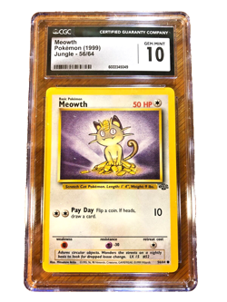 VINTAGE Meowth Common #56 - CGC GEM MINT 10 - 1999 Jungle Unlimited - Pokemon - Image 1