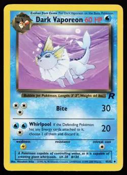 Dark Vaporeon 45/82 Uncommon Team Rocket Non Holo Pokemon Card - Image 1