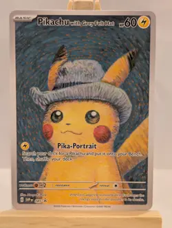 Custom Fan Art Pikachu with Grey Felt Hat High Quality Custom Card Tag Team - Image 1