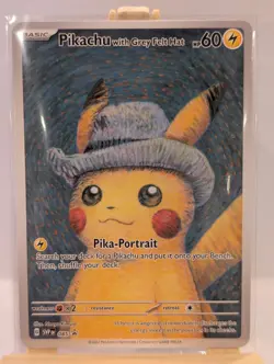 Custom Fan Art Pikachu with Grey Felt Hat High Quality Custom Card Tag Team - Image 2