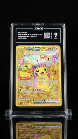 Pikachu ex MINT 9 Hyper Rare #247/191 Surging Sparks Pokemon TAG Graded English - Image 2