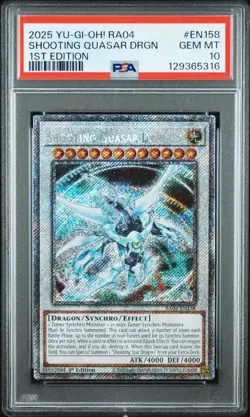 2025 PSA 10 YUGIOH RA04 PLATINUM SECRET RARE SHOOTING QUASAR DRAGON ?? - Image 1