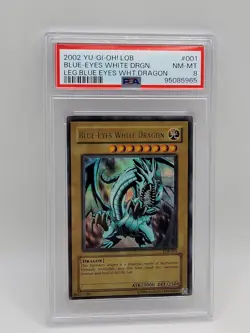 2002 Yugioh #001 Blue Eyes White Dragon Leg Blue Eyes White Dragon PSA 8 - Image 1