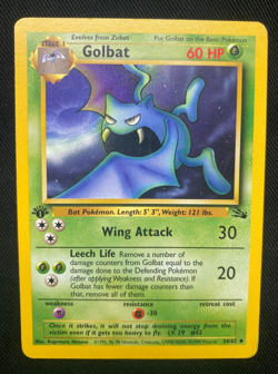 Pokemon Card Golbat Fossil 1st Edition Uncommon 34/62 (LP/MP) - Image 1